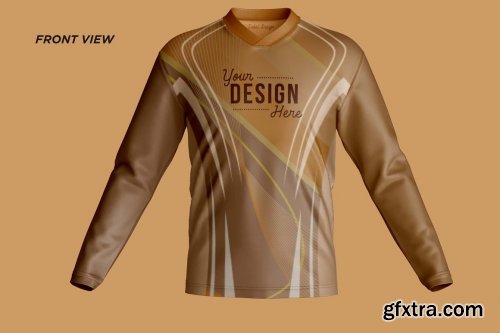 CreativeMarket - T-Shirt V-Neck Long Sleeve Mockup 7234903