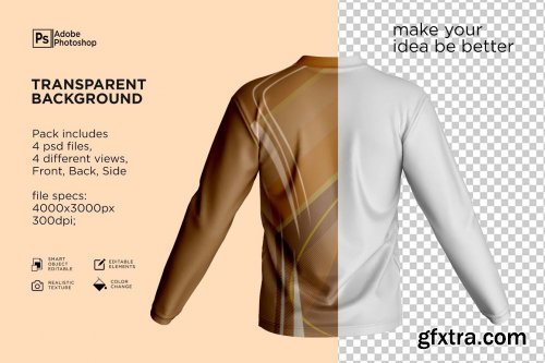 CreativeMarket - T-Shirt V-Neck Long Sleeve Mockup 7234903