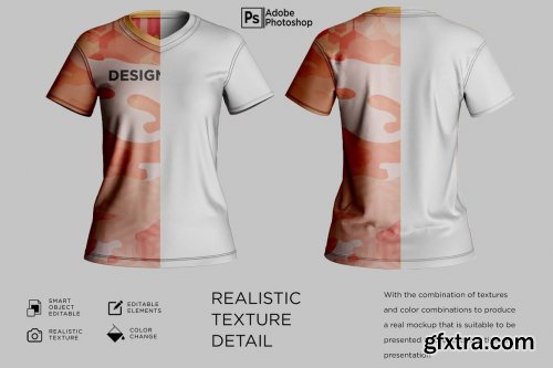 CreativeMarket - Woman's Shirt V-Neck Mockup 7219597