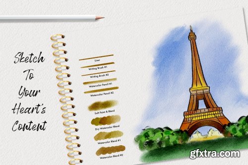 CreativeMarket - The Ultimate Traveling Sketcher Kit 7085466