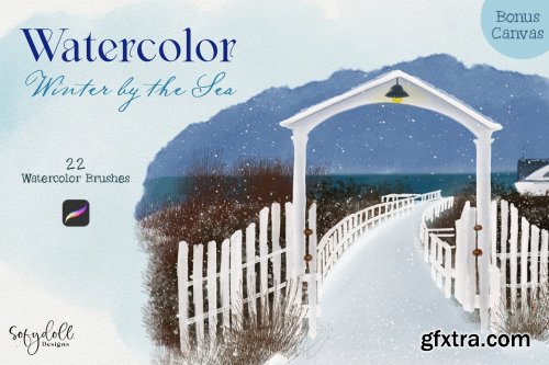 CreativeMarket - Winter by the Sea - Watercolor 6612217