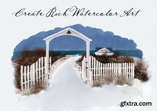 CreativeMarket - Winter by the Sea - Watercolor 6612217