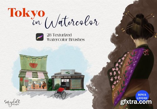 CreativeMarket - Tokyo in Watercolor for Procreate 6327509