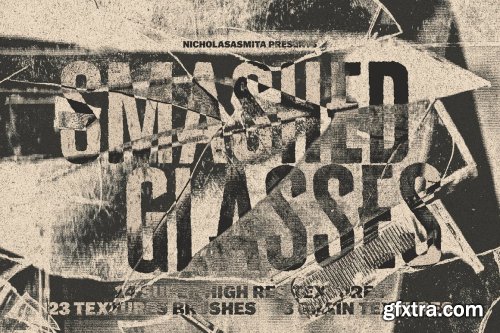 CreativeMarket - Smashed Glasses Textures + Brushes 5631900