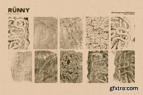 CreativeMarket - Runny 30 Transparent PNG Textures 5414740