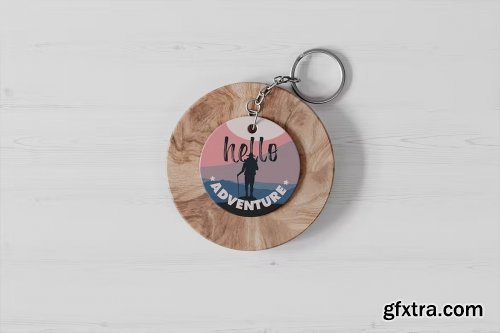 Round Plastic Keychain Mockup