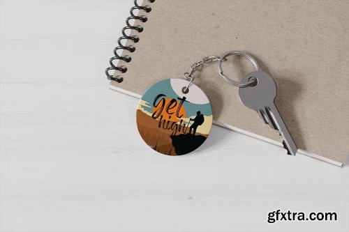 Round Plastic Keychain Mockup