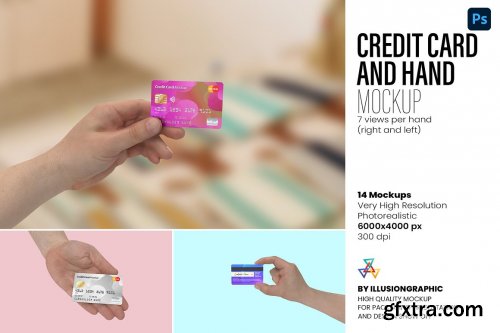 CreativeMarket - Credit Card and Hand Mockup 7273391