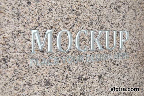 Silver text on stone mockup