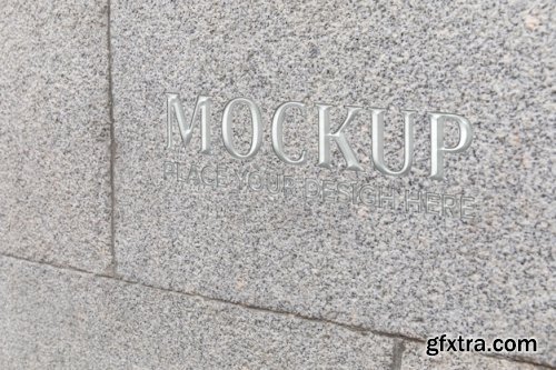 Silver text on stone mockup