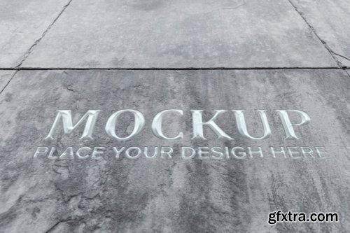 Silver text on stone mockup