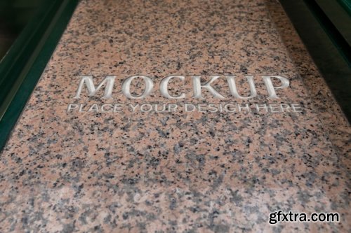 Silver text on stone mockup