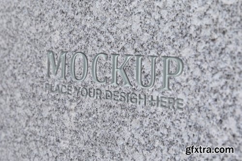 Silver text on stone mockup