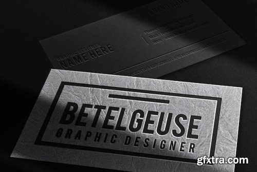 Luxury silver embossed business card mockups