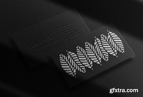 Luxury silver embossed business card mockups