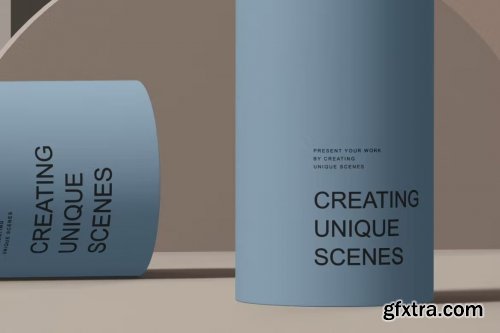 Matte Bottle and Paper Tube Scene Mockup