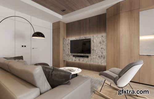 Interior Kitchen – Livingroom Scene By Kien Nguyen