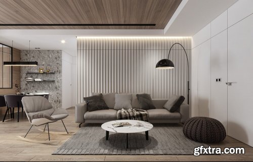 Interior Kitchen – Livingroom Scene By Kien Nguyen