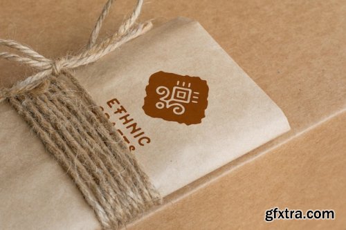 Craft paper cardboard logo mockup