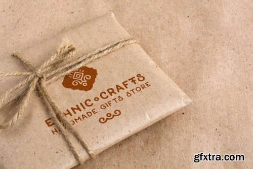 Craft paper cardboard logo mockup