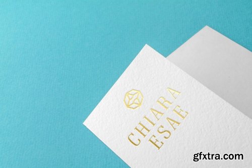 White paper gold silver letterpress photoshop template mockup