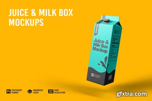 CreativeMarket - Juice & Milk Box Mockup 7241250