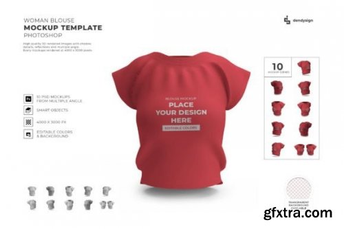 Woman Blouse Mockup Template Set PSD