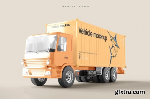 Cargo container truck mockup