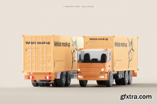 Cargo container truck mockup