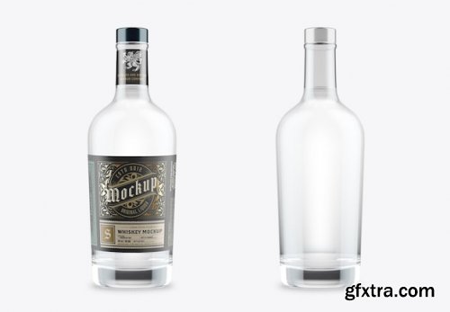 Clear liquor glass bottle mockup