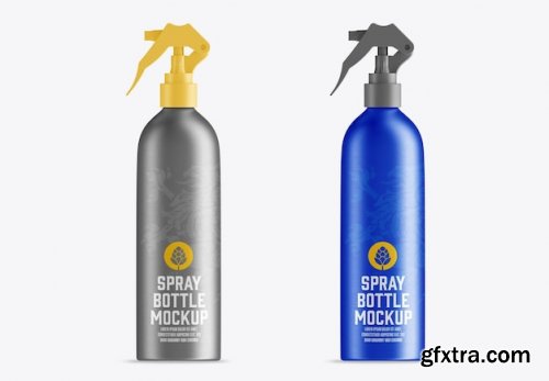 Metallic spray bottle mockup