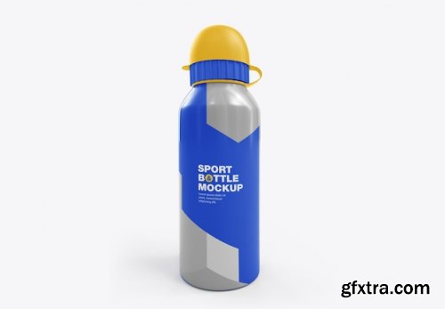 Metallic sport bottle mockup