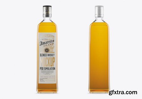 Square whiskey glass bottle mockup