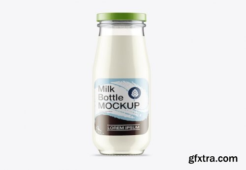 Colored glass milk bottle mockup 