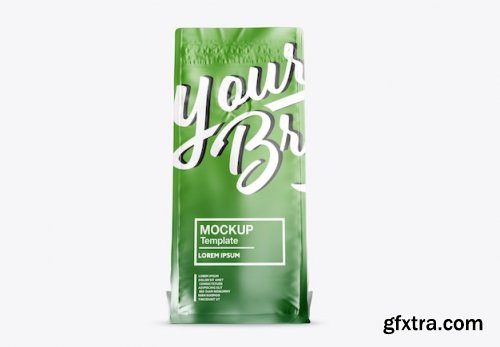 Metallic paper coffee bag mockup