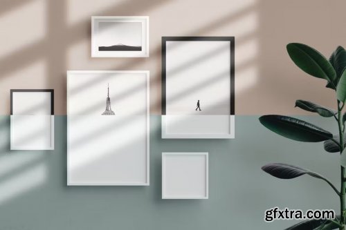 Various Frames on a wall - Realistic Mockup