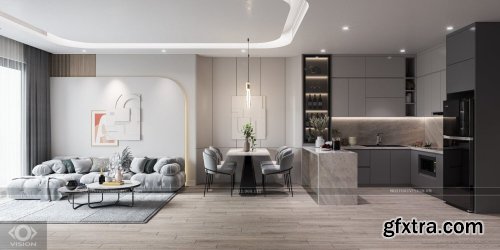 Living Room - Kitchen Interior by Bui Hai Lich