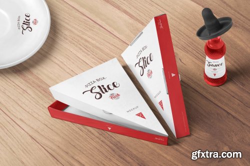 CreativeMarket - Pizza Slice Box Mockups 7276639