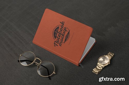 CreativeMarket - A5 Leather Notebook Mockups 7265245