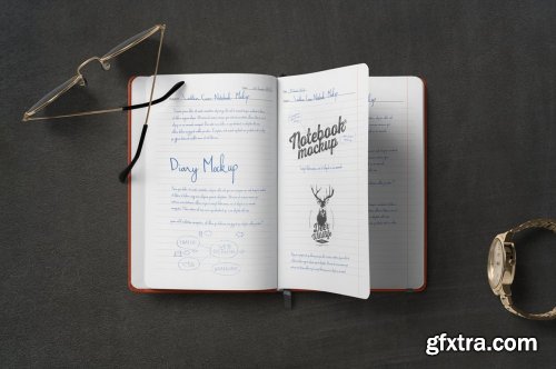 CreativeMarket - A5 Leather Notebook Mockups 7265245