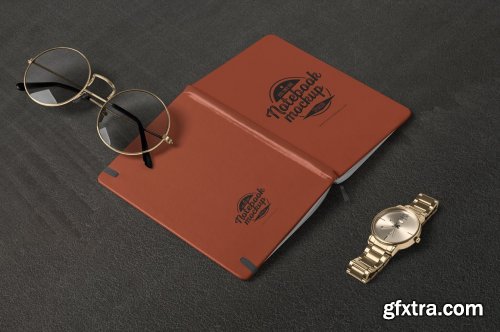 CreativeMarket - A5 Leather Notebook Mockups 7265245