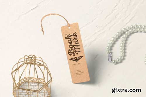 CreativeMarket - Rounded Kraft Paper Bookmark Mockups 7265431