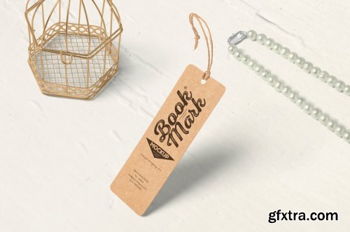 CreativeMarket - Rounded Kraft Paper Bookmark Mockups 7265431