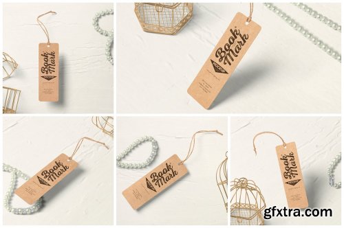 CreativeMarket - Rounded Kraft Paper Bookmark Mockups 7265431