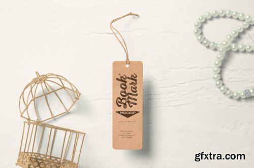 CreativeMarket - Rounded Kraft Paper Bookmark Mockups 7265431