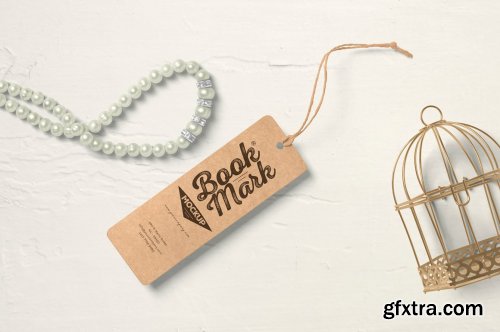 CreativeMarket - Rounded Kraft Paper Bookmark Mockups 7265431