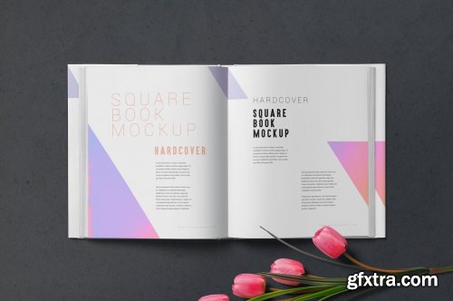 CreativeMarket - Square Book with Dust Cover Mockups 7265295