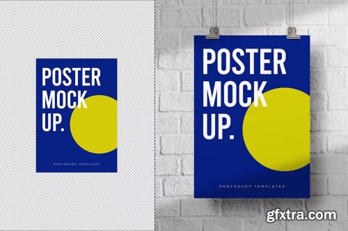 Poster Mockups on White Wall Brick