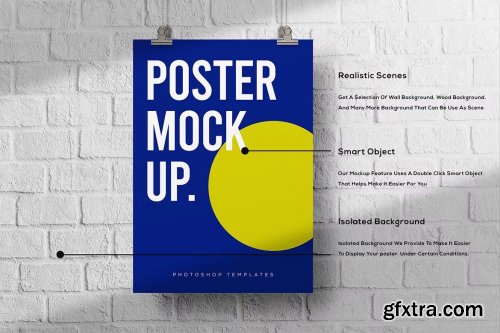 Poster Mockups on White Wall Brick