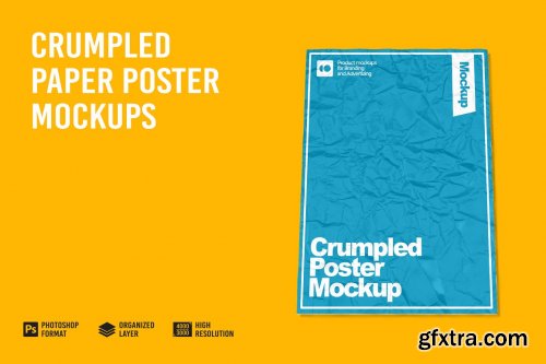 CreativeMarket - Crumpled Poster or Flyer Mockup 7305263